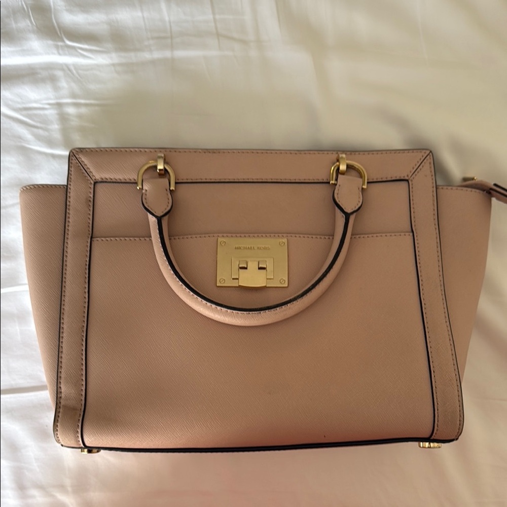 Michael Kors Pink Satchel with Gold-Tone Accents
